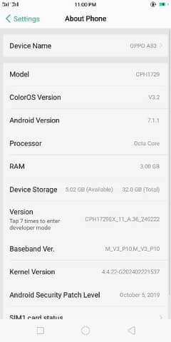 oppo A83 ram 3 rom 32