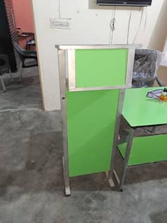 rostrum, dice, collage furniture, wooden rostrum, Speech table