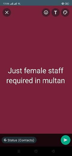 just female staff required in multan