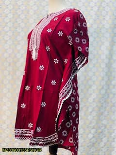 1 Piece Woman's stitched Linen printed Kaftan