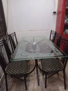 STYLISH GLASS DINING TABLE WITH 06 CHAIRS