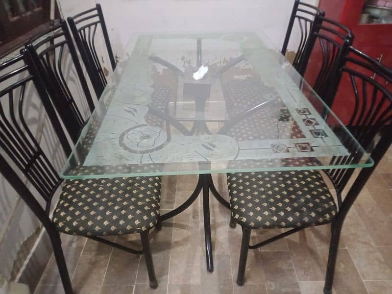 STYLISH GLASS DINING TABLE WITH 06 CHAIRS 1