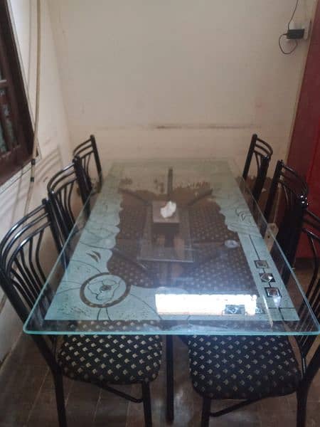 STYLISH GLASS DINING TABLE WITH 06 CHAIRS 2