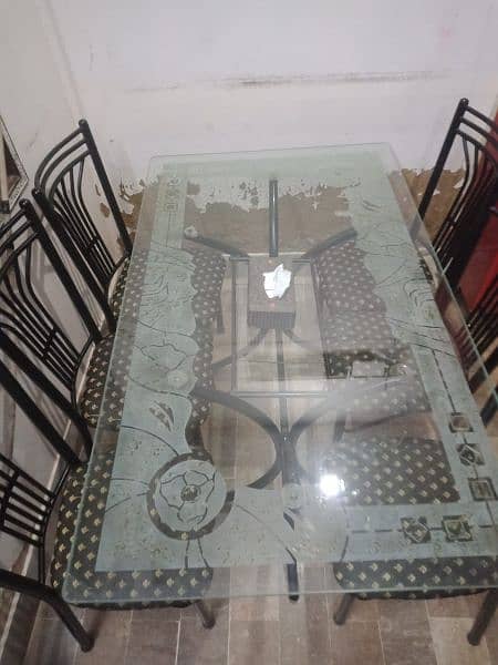 STYLISH GLASS DINING TABLE WITH 06 CHAIRS 4