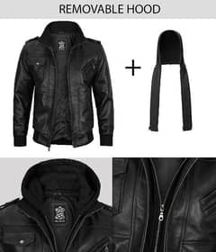 genuine leather hood jacket