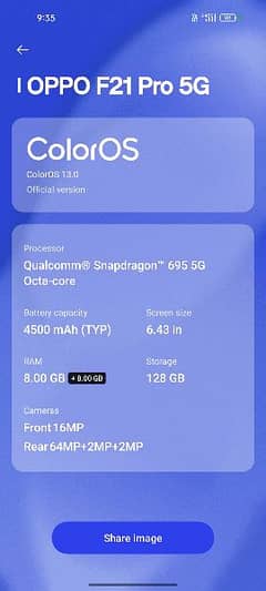 Oppo F21PRO 5G with box exchange possible