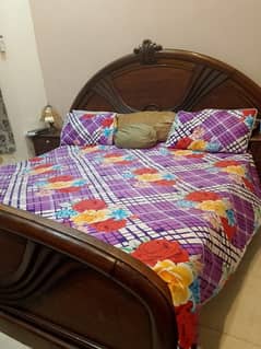 Wodden bed set with side tables