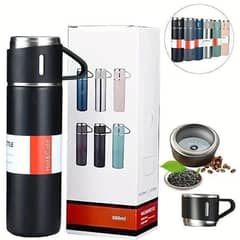 Water Bottle :: Vacuum Flask Set With 3 Cups, 500 Ml