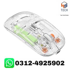 Transparent Wireless+Bluetooth Dual-Mode Rechargeable Mouse 0