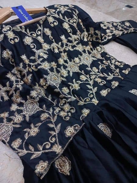 2 Pcs Women's Stitched Katan Silk Embroidered Maxi And Trouser 2