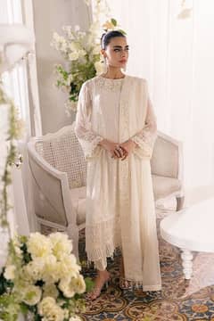 3 PCs Chiffon Suit with Silk Trouser with Chiffon Duppatta