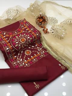 Women 3 pice katan silk fancey suit home delivery available.