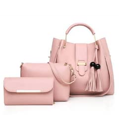 Full Big size 3 piece pink colure Ladies new fashion  Hand bags