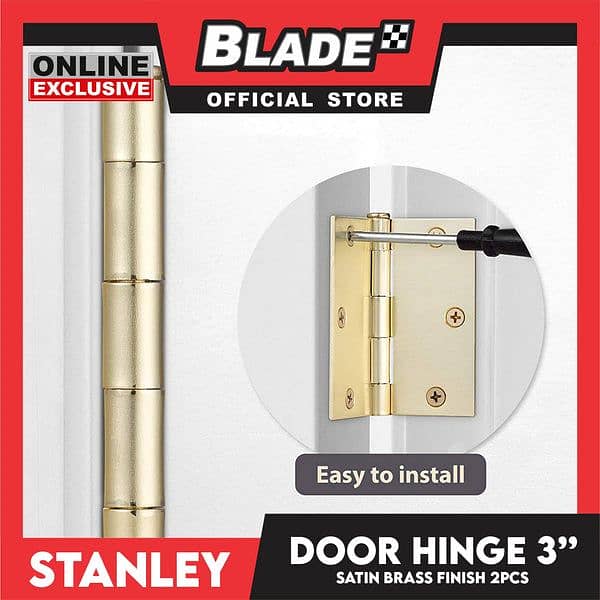 Stanley 2pcs Door Hinge 3'' Bisagra (76mm) Satin Brass Finish Hinge 2