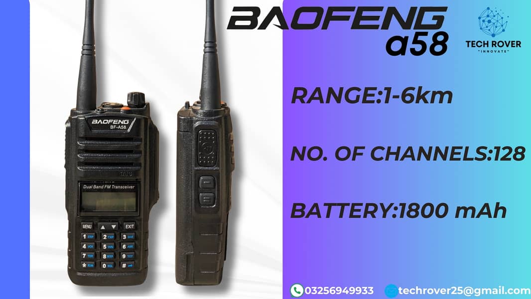 Walkie Talkie | Wireless Set Baofeng A58 Two Way Radio 0