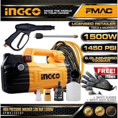 INGCO Auto High Pressure Car Washer - 100 Bar, Induction Motor