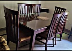 Dining table  with 6 chairs | Dining Set | top glass | Dining for sale