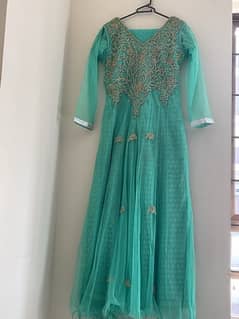 embroided parrot green frock for sale 0