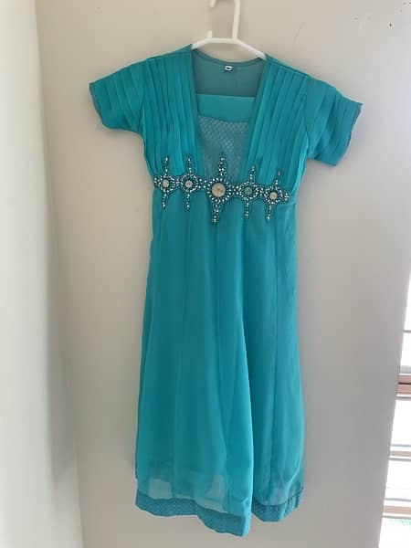 Turqoise chiffon frock for sale. 0