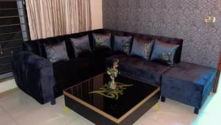 L Shape Sofa with cushion and puffy storage price negotiable