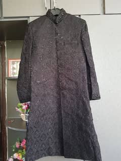 Black Sherwani full set with Mehron kulah