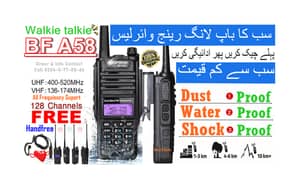 Walkie talkie A58 Waterproof & Dustproof Tri band Long Range Wireless