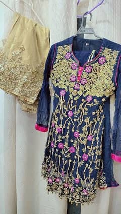 navy blue and golden dress . party wear. wedding wear