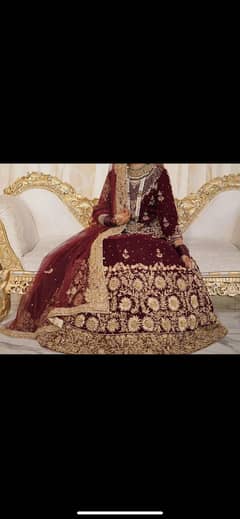 Velvet bridal lehanga