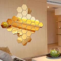 Golden Acrylic Hexagon wall Decor 6 PC's-Extra Large