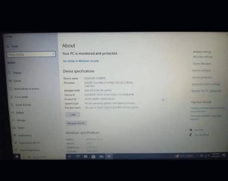 Hp pro book core i5 6th generation 8gb 128ssd 4