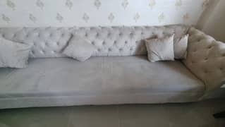 12-Seater Sofa Set in Tufted Grey Velvet – PKR 70,000