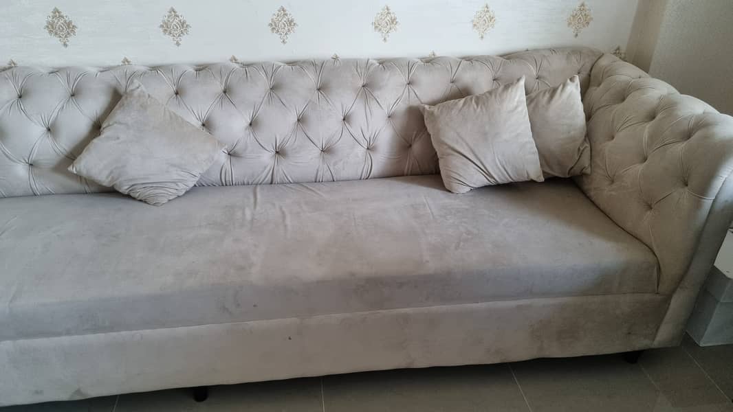 Elegant 12-Seater Sofa Set in Tufted Grey Velvet – PKR 70,000 2