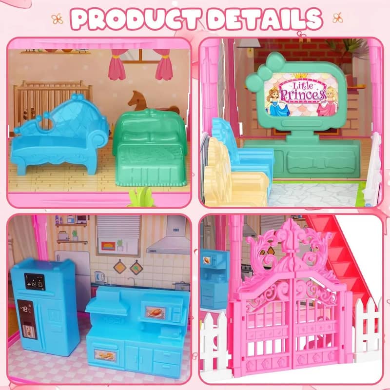 Luminous Doll House Dreamhouse for Girls Princess Playhouse Set 5