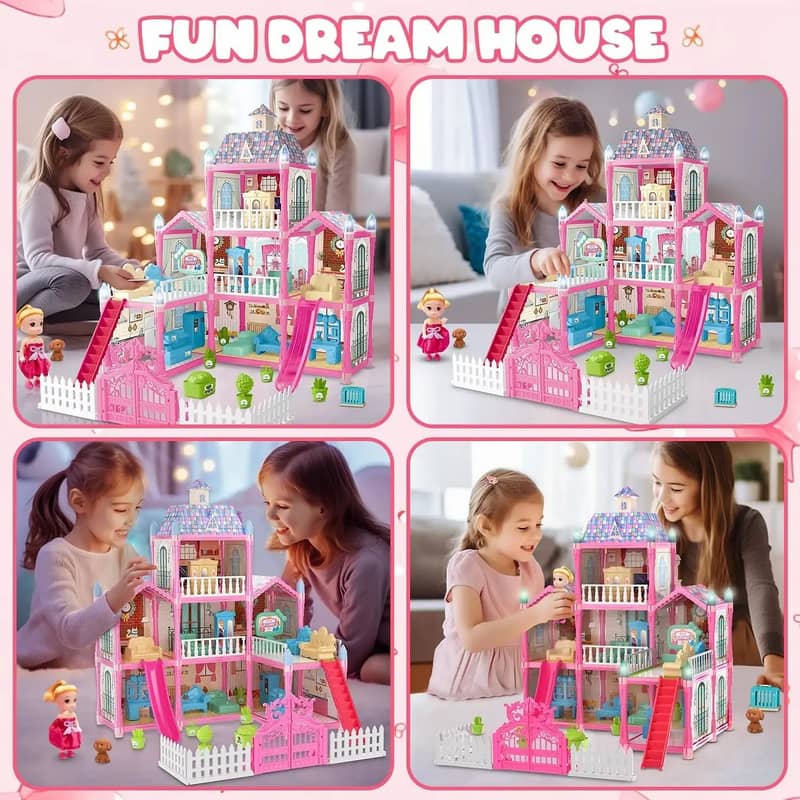 Luminous Doll House Dreamhouse for Girls Princess Playhouse Set 6