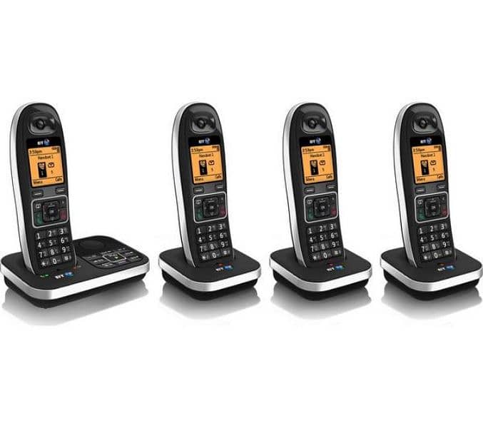 Cordless Phone Set BT 4 Quad Handsets with Intercom PTCL, Landline 1