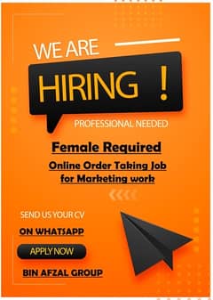 Female Required For E-commerce order taking Job