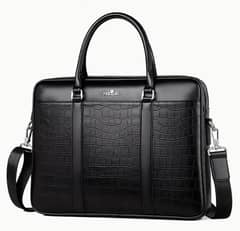 Oyixinger Crocodile Pattern Leather Handbag Business Casual Briefcase