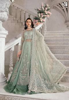 Maria B unstitched replica Net frock with Satin silk trouser