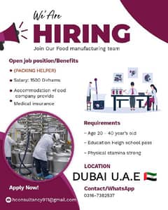 HIRING STAFF PACKING HELPER FOR DUBAI