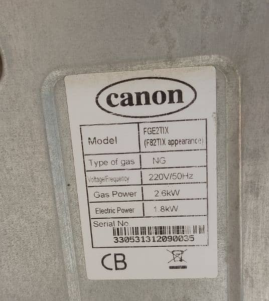 - Canon Oven 65L	FGE2TIX		gas and electric 6