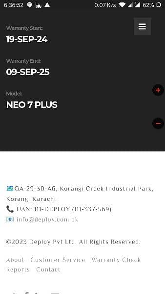 Sparx neo 7 plus   ram=4 , storage=64 warranty starts from 19 sep 2024 3