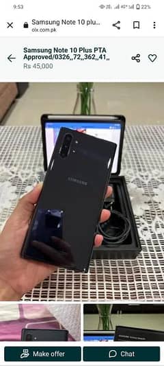 Samsung Galaxy Note 10plus 12/256gb for sale my whatsapp 0332=7426084