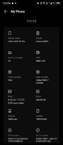 Infinix hot 40 pro
8+8gb ram 256gb 1