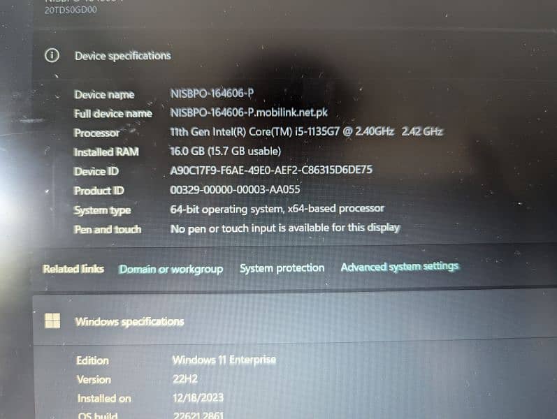 Lenovo Thinkpad E15 Gen 2 16GB 512 SSD 15.6" 8