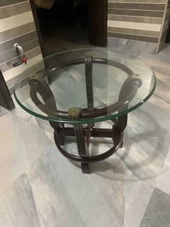 wooden table with glass for sale 0