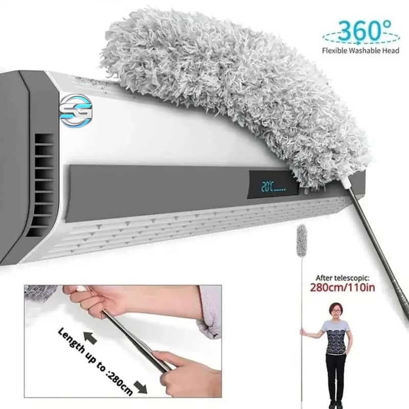 Fan Cleaning Brush Microfiber Duster With Extendable Rod Dust Cleaner 3