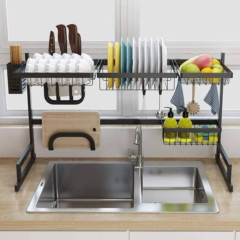 Sink Dish Adjustable Dish Drying Rack Over The Sink Rank Stainless 2