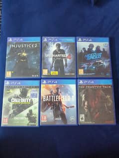 PS4 games(Injustice, COD, Uncharted, NFS, phantom pain, battlefield