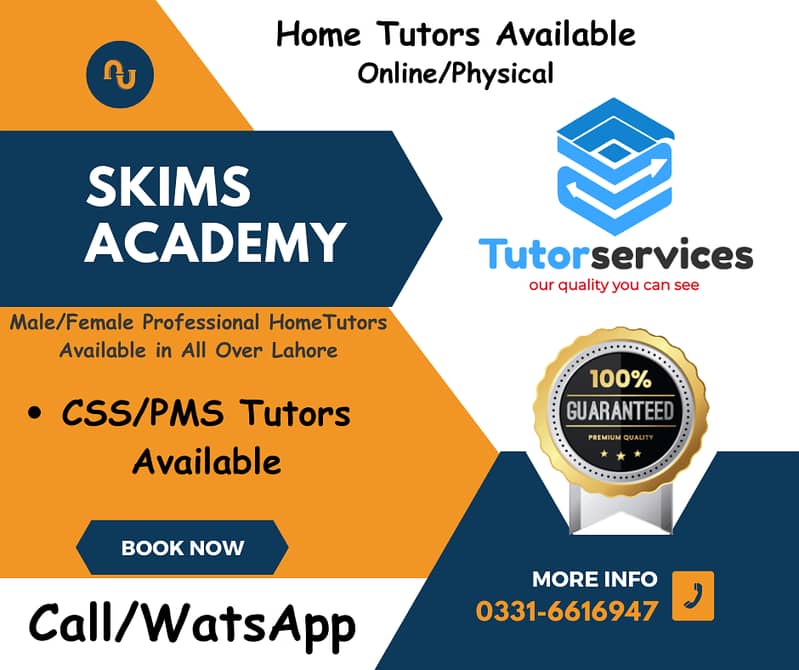 Home/Online Tutor Services Available in Lahore (Skims Academy) 1