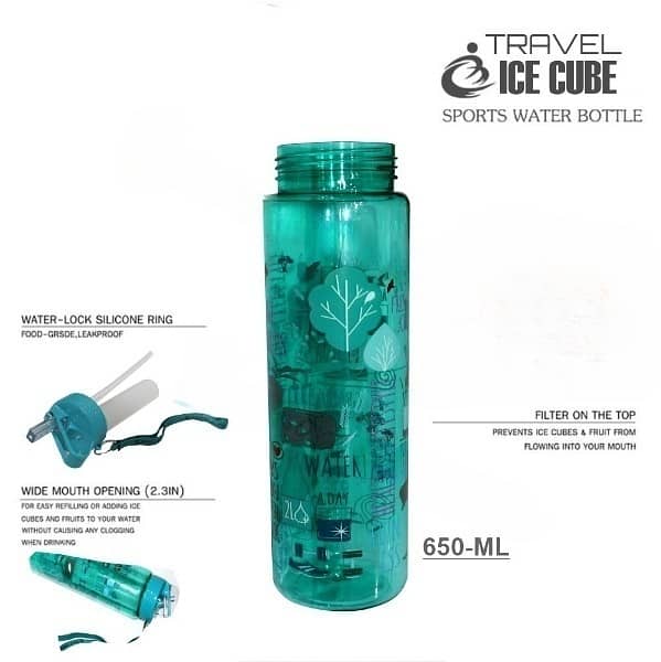 Travel Ice Cube Water Bottle 650ml  With Ice Cube Tube  Purple Color 1